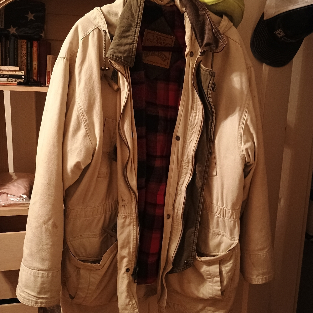 Urbine  Pipeline Men's Beige Jacket with Red Plaid Lining